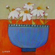 Blue Bowl with Daisies